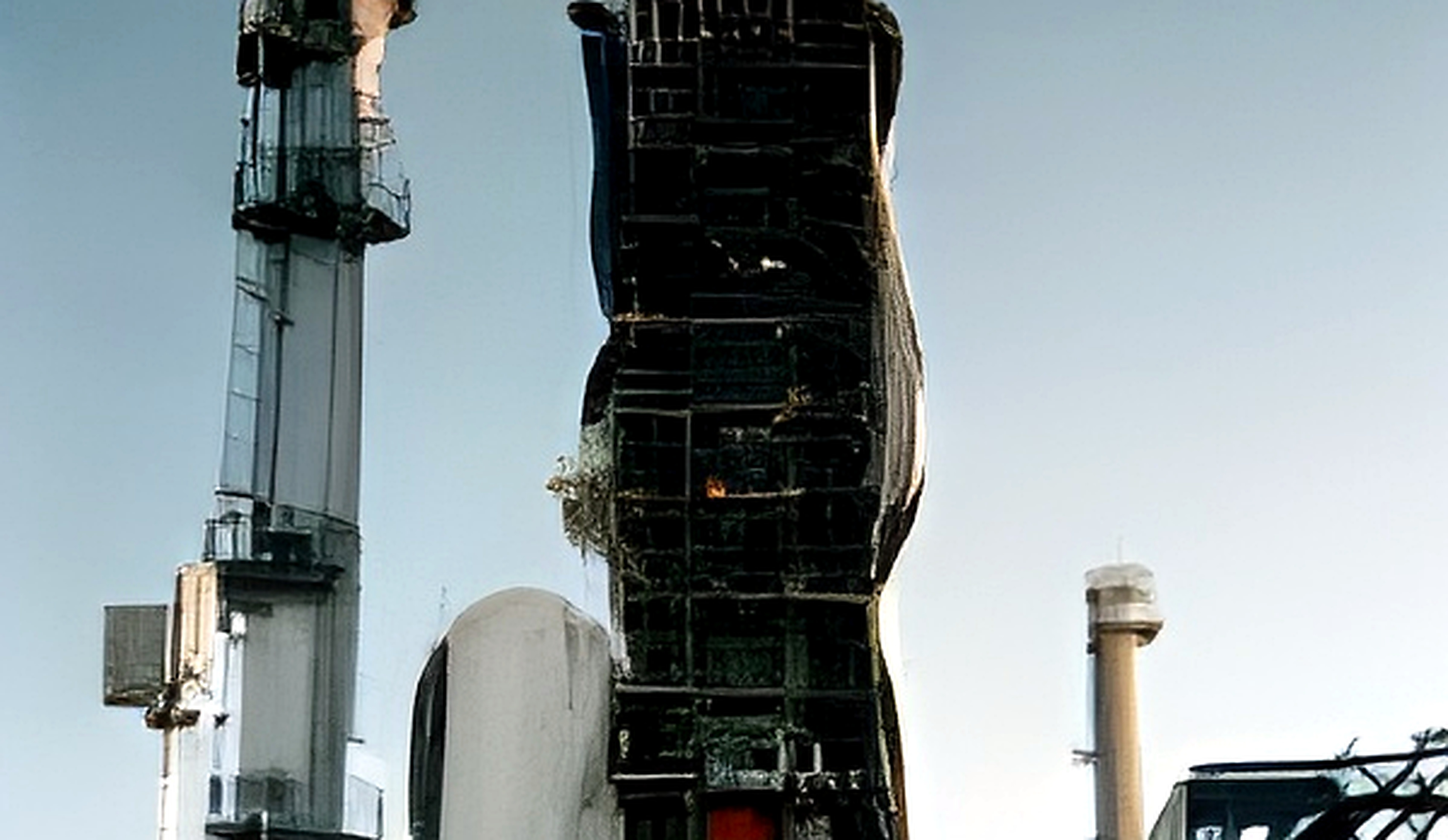 Industrial tower wrapped with composite repair material