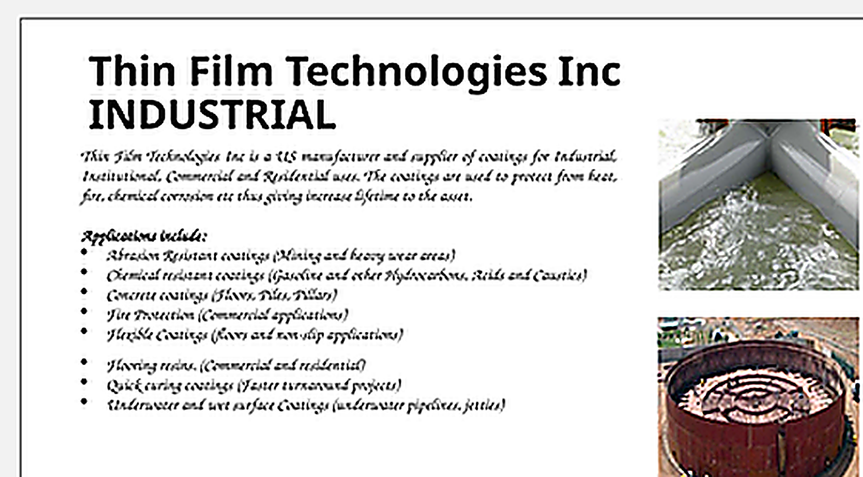Thin Film Technologies coating reference